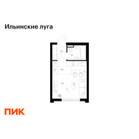 Планировка студии(квартира) площадью 23.6 квадратных метров в “ЖК Ильинские луга”