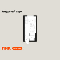Планировка студии(квартира) площадью 21.5 квадратных метров в “ЖК Амурский парк”