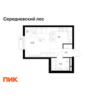 Планировка студии(квартира) площадью 29.5 квадратных метров в “ЖК Середневский лес”