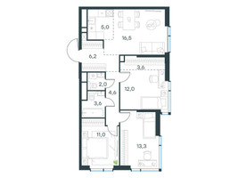 Планировка 4+ комнатной(квартира) площадью 77.8 квадратных метров в “ЖК Level Мичуринский”