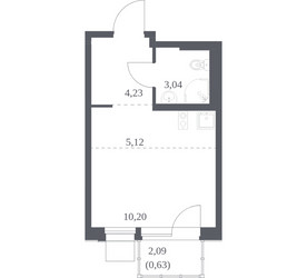 Планировка студии(квартира) площадью 23.22 квадратных метров в ЖК “ЖК Новое Внуково”