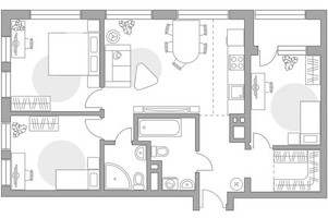 Планировка 4+ комнатной(квартира) площадью 82.58 квадратных метров в “ЖК Гранель Коломенское”