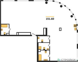 Планировка 4+ комнатной(квартира) площадью 151.6 квадратных метров в “ЖК River Park Кутузовский (Ривер Парк Тауэрс)”