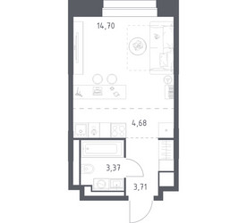 Планировка студии(квартира) площадью 26.46 квадратных метров в ЖК “ЖК Верейская 41”