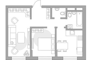 Планировка двухкомнатной(квартира) площадью 51.48 квадратных метров в “ЖК Живописный”