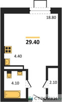 Планировка студии(квартира) площадью 29.4 квадратных метров в “ЖК Видный берег 2”