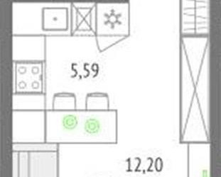 Планировка студии(квартира) площадью 25.02 квадратных метров в ЖК “ЖК Upside Towers (Апсайд Тауэрс)”