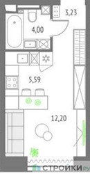 Планировка студии(квартира) площадью 25.02 квадратных метров в ЖК “ЖК Upside Towers (Апсайд Тауэрс)”