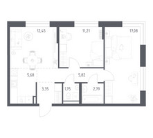 Планировка двухкомнатной(квартира) площадью 60.13 квадратных метров в “ЖК Квартал Авиаторов”