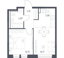Планировка однокомнатной(квартира) площадью 35.15 квадратных метров в “ЖК Квартал Ивакино”