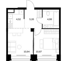 Планировка однокомнатной(квартира) площадью 36.57 квадратных метров в “ЖК НОВА”