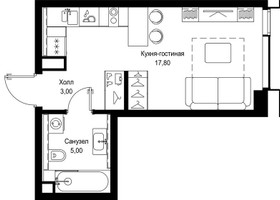Планировка студии(квартира) площадью 25.8 квадратных метров в “Мультиквартал СИТИДЗЕН”