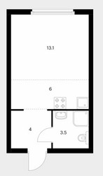Планировка студии(квартира) площадью 26.6 квадратных метров в ЖК “ЖК Барклая 6”