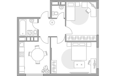 Планировка двухкомнатной(квартира) площадью 50.1 квадратных метров в ЖК “ЖК Бригантина”