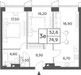 Планировка трехкомнатной(квартира) площадью 74.9 квадратных метров в “ЖК Will Towers (Вилл Тауэрс)”