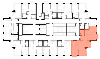 Планировка трехкомнатной(квартира) площадью 73.1 квадратных метров в ЖК “ЖК Строгино 360”