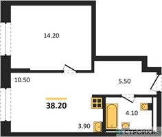 Планировка однокомнатной(апартаменты) площадью 38.2 квадратных метров в “ЖК Верейская 41”