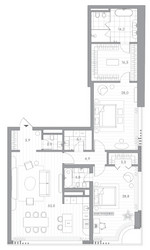 Планировка двухкомнатной(квартира) площадью 168.4 квадратных метров в ЖК “Клубный дом PHANTOM (Фантом)”