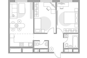 Планировка трехкомнатной(квартира) площадью 52.93 квадратных метров в “ЖК Аникеевский”