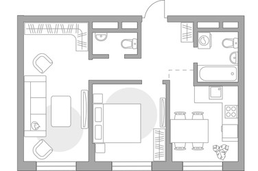 Планировка двухкомнатной(квартира) площадью 50.9 квадратных метров в ЖК “ЖК Живописный”