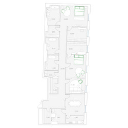 Планировка трехкомнатной(квартира) площадью 199.9 квадратных метров в ЖК “Клубный дом Дуо”