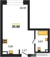 Планировка студии(квартира) площадью 30.88 квадратных метров в “ЖК TATE (Тэйт)”