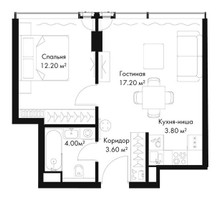 Планировка однокомнатной(квартира) площадью 40.8 квадратных метров в “ЖК Слава”