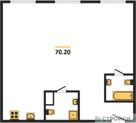 Планировка двухкомнатной(квартира) площадью 70.2 квадратных метров в ЖК “ЖК Nametkin Tower (Наметкин Тауэр)”