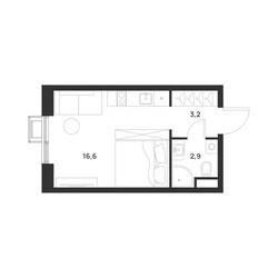 Планировка студии(квартира) площадью 22.7 квадратных метров в ЖК “ЖК Форевиль”