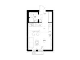 Планировка студии(квартира) площадью 23 квадратных метров в “ЖК Белая Дача парк”