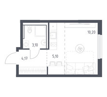 Планировка студии(квартира) площадью 22.57 квадратных метров в “ЖК Пригород Лесное”