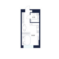 Планировка студии(апартаменты) площадью 27.3 квадратных метров в “МФК DIUS (Диус)”