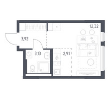 Планировка студии(квартира) площадью 22.28 квадратных метров в “ЖК Горки Парк”