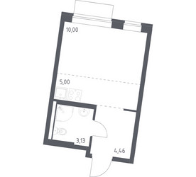 Планировка студии(квартира) площадью 22.59 квадратных метров в ЖК “ЖК Квартал Западный”