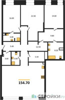 Планировка трехкомнатной(квартира) площадью 154.7 квадратных метров в “ЖК Климашкина 7/11”