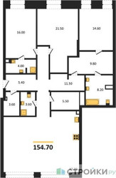 Планировка трехкомнатной(квартира) площадью 154.7 квадратных метров в ЖК “ЖК Климашкина 7/11”