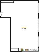 Планировка двухкомнатной(квартира) площадью 81.05 квадратных метров в “ЖК Headliner (Хедлайнер)”