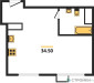 Планировка однокомнатной(квартира) площадью 34.8 квадратных метров в “ЖК Сиреневый парк”