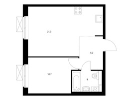Планировка однокомнатной(квартира) площадью 41.2 квадратных метров в “ЖК Люблинский парк”