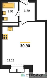 Планировка студии(квартира) площадью 30.9 квадратных метров в ЖК “ЖК Радость (Радумля Парк)”