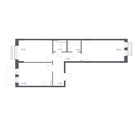 Планировка двухкомнатной(квартира) площадью 57.5 квадратных метров в ЖК “ЖК Рублевский Квартал”