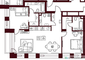 Планировка двухкомнатной(квартира) площадью 78.1 квадратных метров в “ЖК Дом 7 Даниловский”