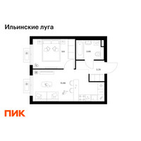 Планировка однокомнатной(квартира) площадью 32.51 квадратных метров в “ЖК Ильинские луга”