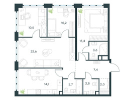 Планировка 4+ комнатной(квартира) площадью 92.3 квадратных метров в “ЖК Level Южнопортовая”
