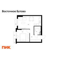 Планировка однокомнатной(квартира) площадью 38.3 квадратных метров в “ЖК Восточное Бутово”