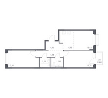 Планировка двухкомнатной(квартира) площадью 60.31 квадратных метров в “ЖК Новое Внуково”
