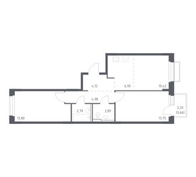 Планировка двухкомнатной(квартира) площадью 60.31 квадратных метров в ЖК “ЖК Новое Внуково”