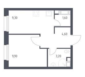 Планировка однокомнатной(квартира) площадью 28.6 квадратных метров в ЖК “ЖК ЭкоБунино (Южное Бунино)”
