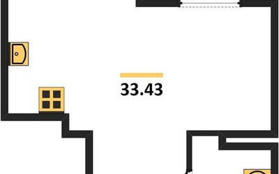 Планировка однокомнатной(квартира) площадью 33.43 квадратных метров в ЖК “ЖК Радость (Радумля Парк)”