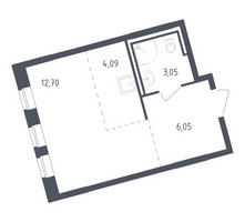 Планировка студии(квартира) площадью 25.7 квадратных метров в “ЖК Рублевский Квартал”
